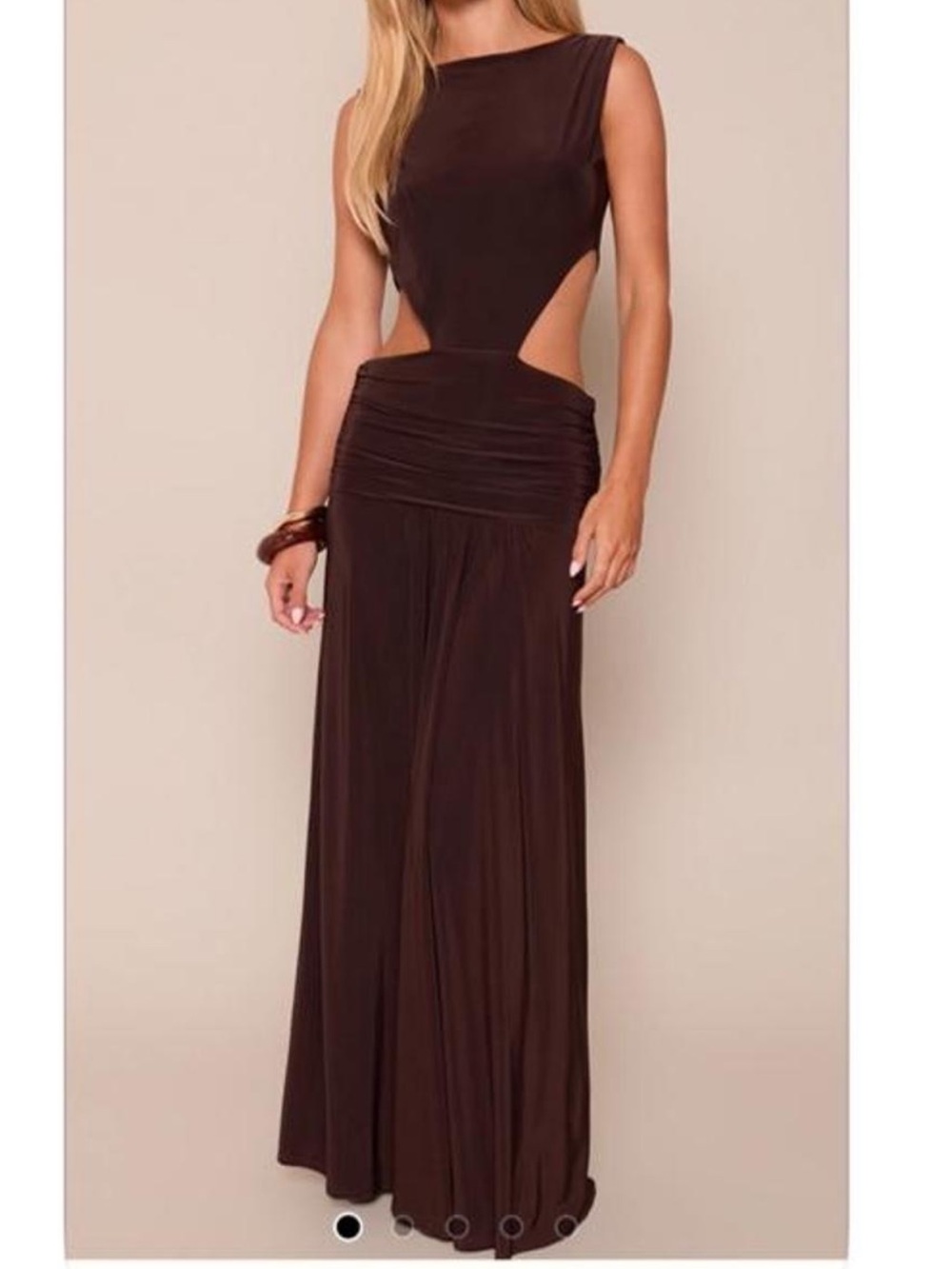 PrettyLittleThing Chocolate Brown Backless Cutout Maxi Dress